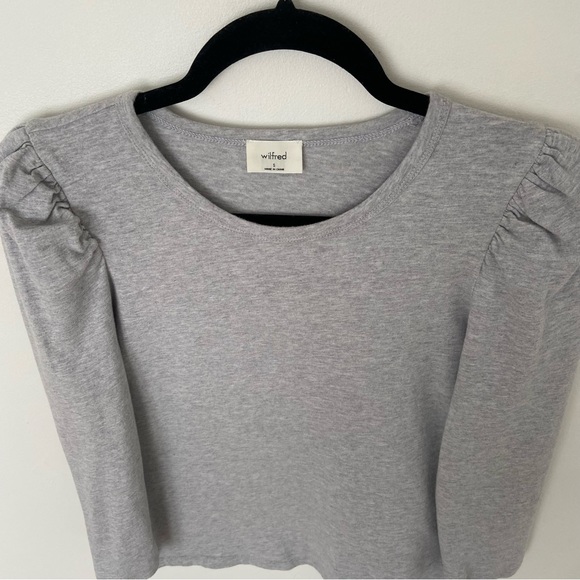 Wilfred Aritzia Puff Sleeve Cotton Top 3/4 Sleeve Grey size Small - Picture 5 of 8